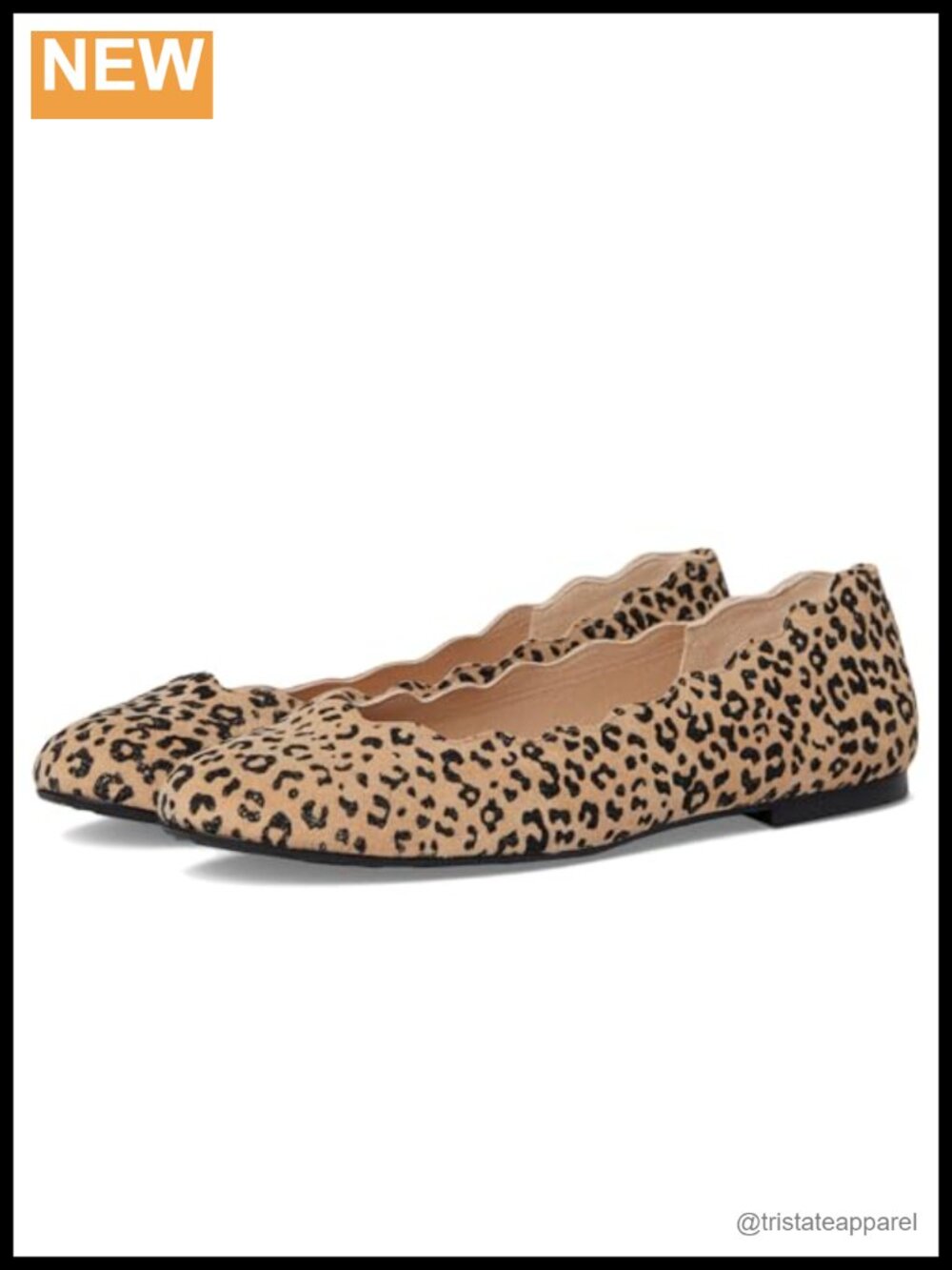 Scalloped Suede Flat with Cheetah Print and Leather Lining